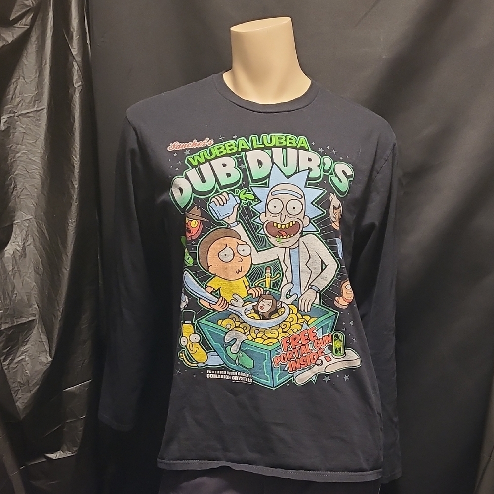 💣Rick and Morty Mens  Long Sleeve Shirt - Black SIZE MED